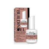 ibd Building Gel Warm Nude in 14mL bottle next to box, soak-off hard gel nail extension in a warm nude shade for natural nails.